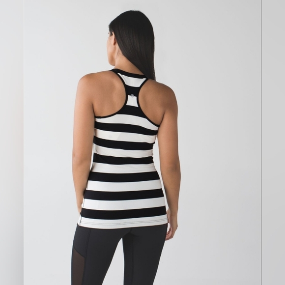 Lululemon Cool Racerback Steep Stripe Black Horizontal Size 6 - Picture 3 of 6